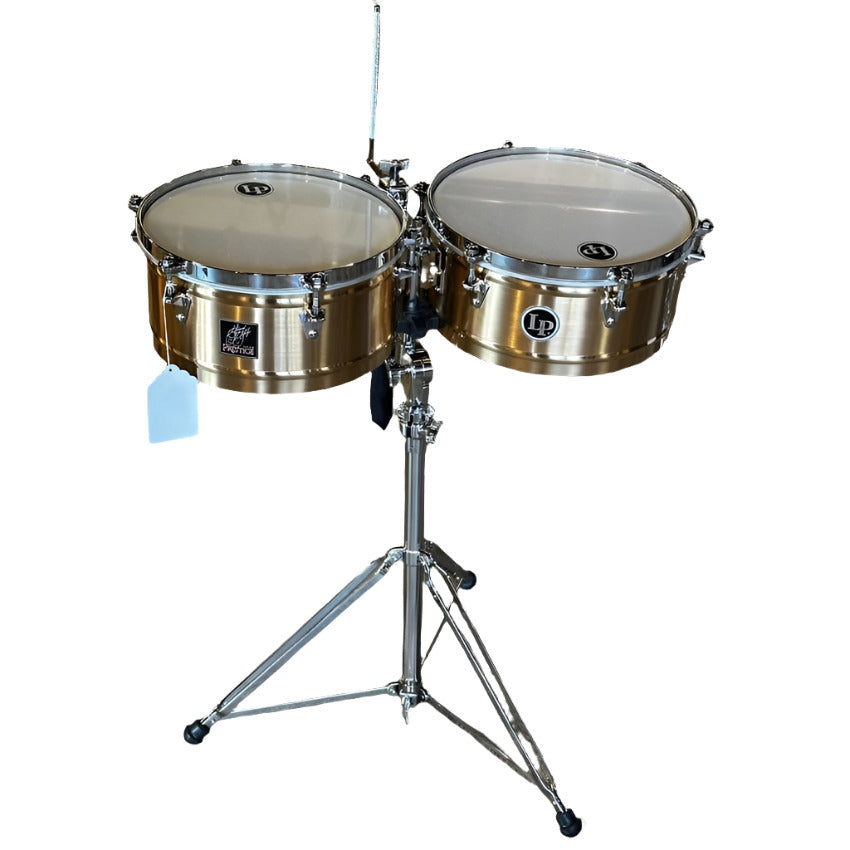 Used LP Hidalgo Bronze Timbales 13"/14" w/Stand - Good - Drum Center Of Portsmouth