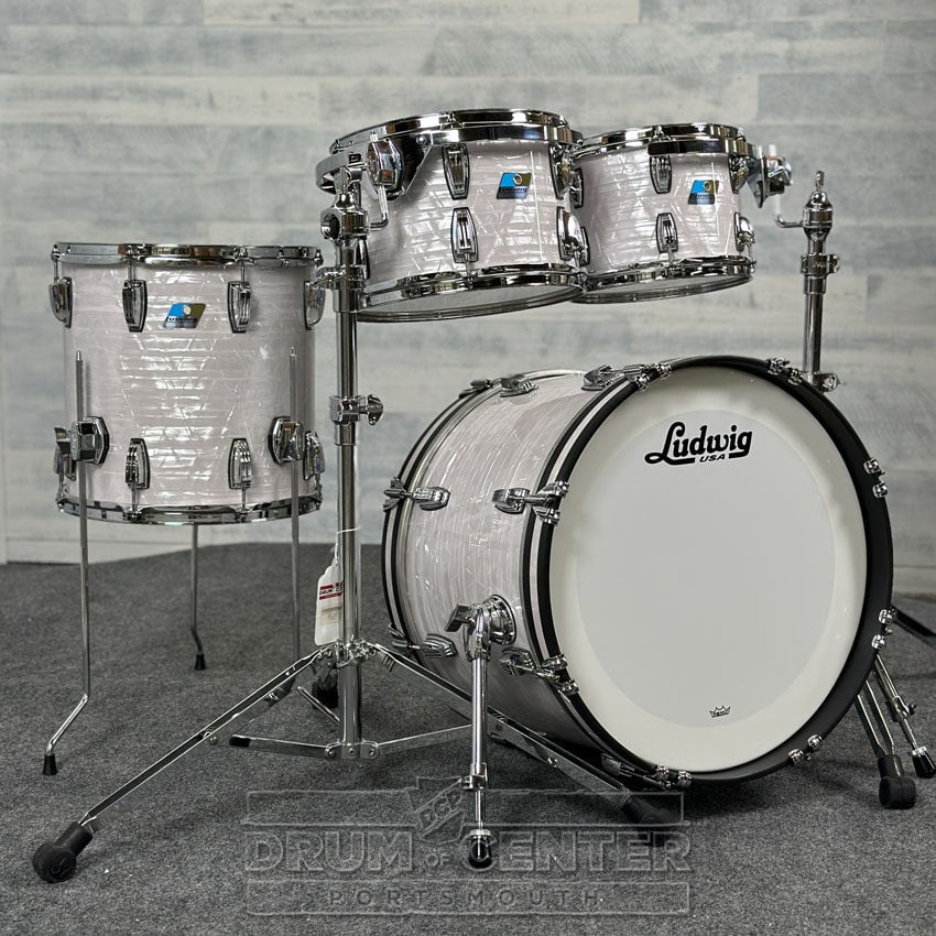 Ludwig Classic Maple "Super 70's"  4pc Drum Set 20/10/12/14 70s White Marine Pearl - DCP Exclusive! - Drum Center Of Portsmouth