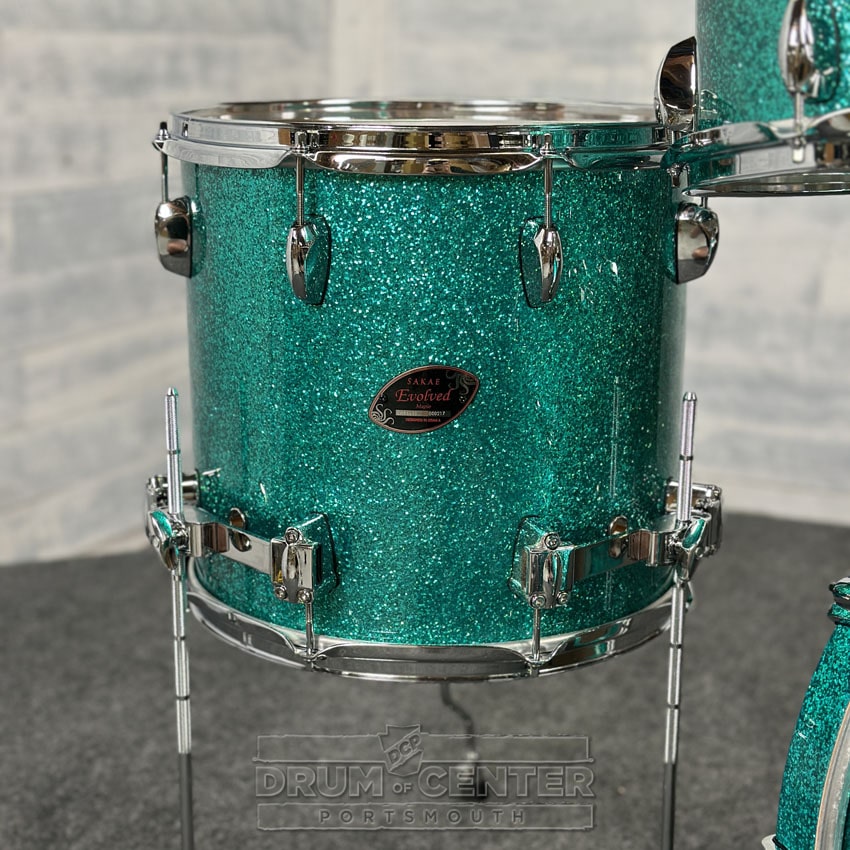 Sakae Evolved Maple 4pc Drum Set 20/10/12/14 Turquoise Champagne - BLOWOUT! - Drum Center Of Portsmouth