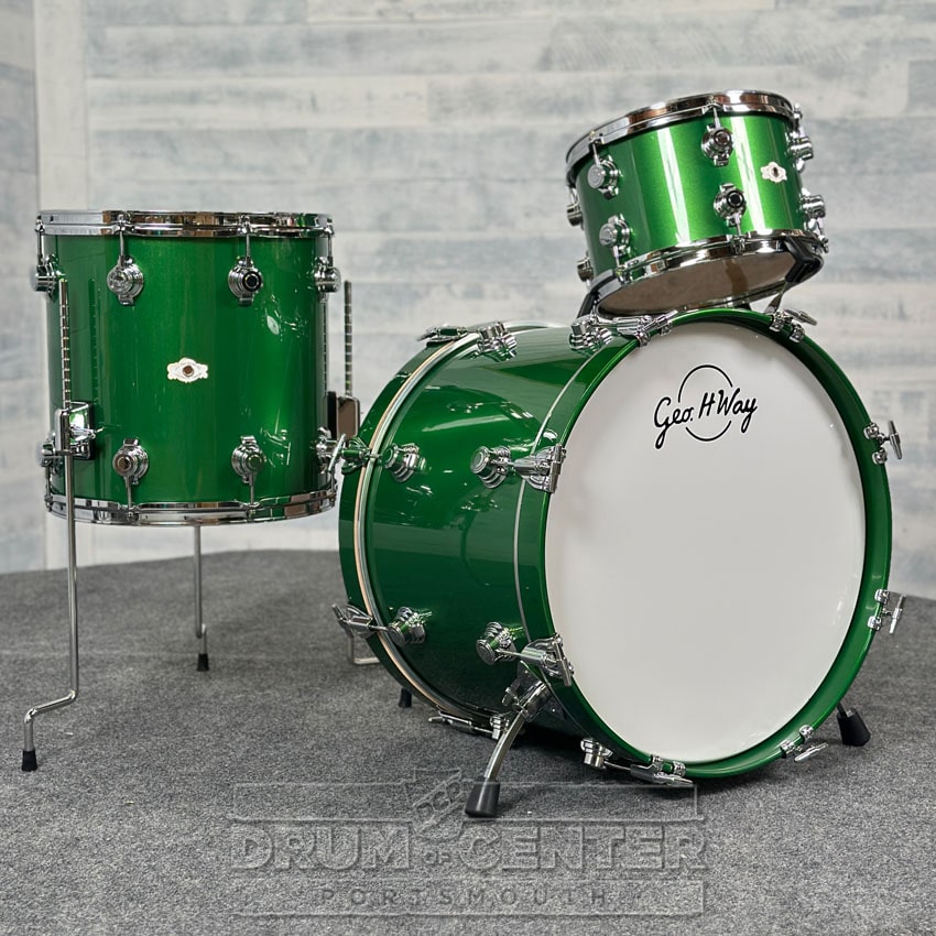 George Way Aristocrat Studio 3pc Drum Set 20/12/14 Elbaite Metallic Green - Drum Center Of Portsmouth