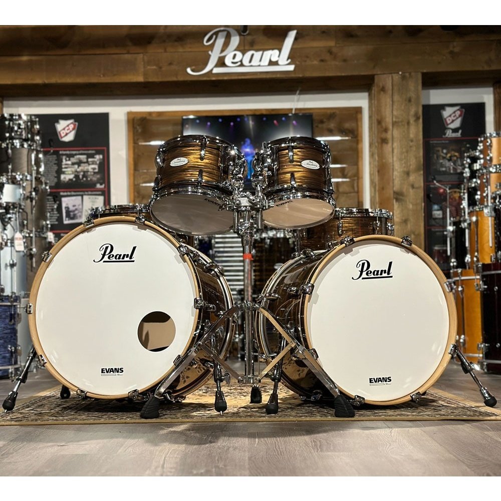 Used Pearl Music City Custom Masters Maple Gum 6pc Drum Set Bronze Oyster - Excellent - Drum Center Of Portsmouth