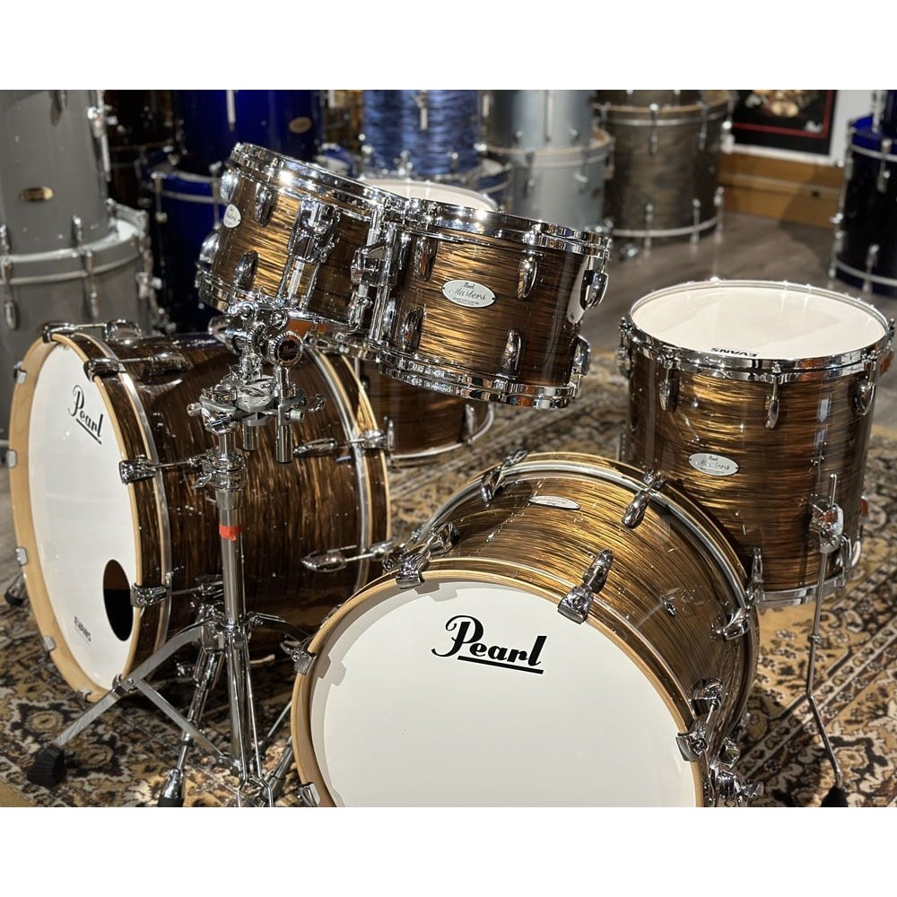 Used Pearl Music City Custom Masters Maple Gum 6pc Drum Set Bronze Oyster - Excellent - Drum Center Of Portsmouth