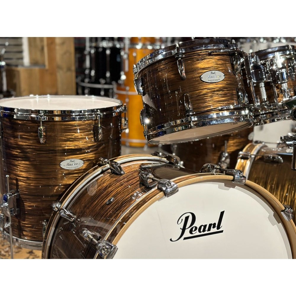 Used Pearl Music City Custom Masters Maple Gum 6pc Drum Set Bronze Oyster - Excellent - Drum Center Of Portsmouth