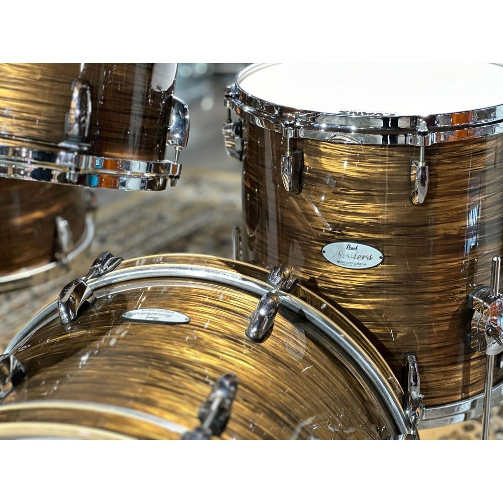 Used Pearl Music City Custom Masters Maple Gum 6pc Drum Set Bronze Oyster - Excellent - Drum Center Of Portsmouth