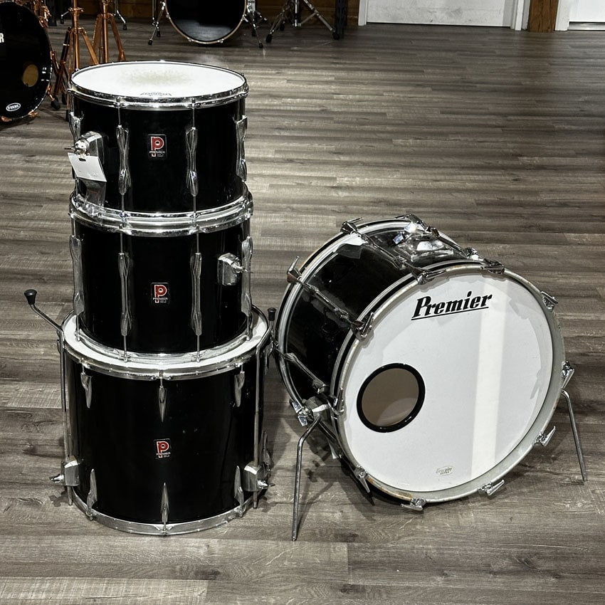 Used Vintage Premier 4pc Drum Set Black - Fair - Drum Center Of Portsmouth