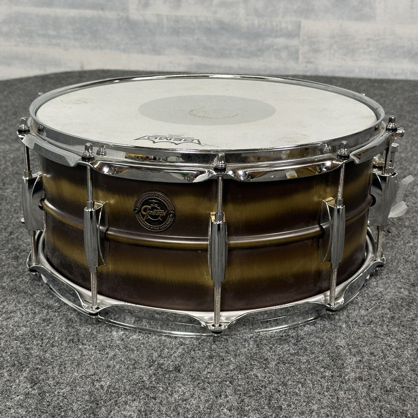 Used Gretsch Brushed Brass Snare Drum 14x6.5 - Very Good - Drum Center Of Portsmouth