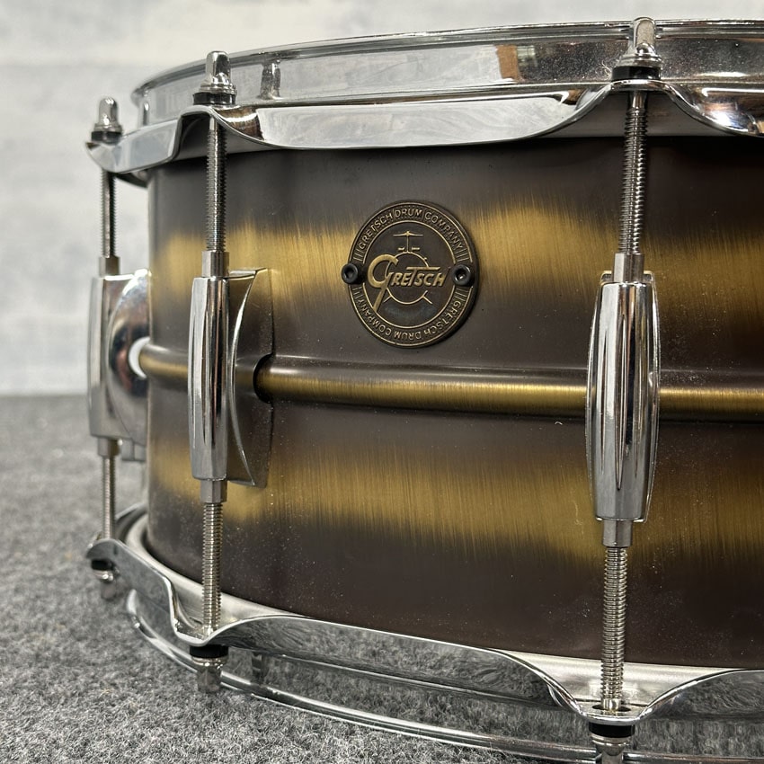 Used Gretsch Brushed Brass Snare Drum 14x6.5 - Very Good - Drum Center Of Portsmouth