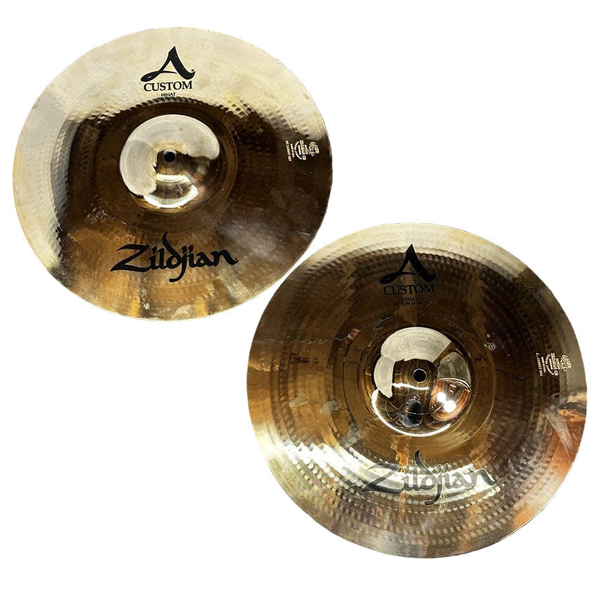 Used Zildjian A Custom Mastersound Hi Hat Cymbals 14" - Very Good - Drum Center Of Portsmouth