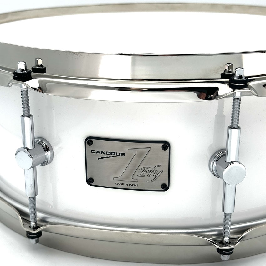 Used Canopus Limited Edition 1ply Soft Maple Snare Drum 14x5.5 Solid White Lacquer - Excellent - Drum Center Of Portsmouth