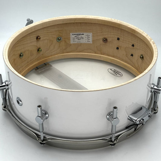 Used Canopus Limited Edition 1ply Soft Maple Snare Drum 14x5.5 Solid White Lacquer - Excellent - Drum Center Of Portsmouth
