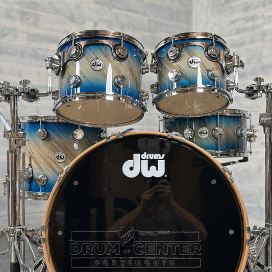 DW Collectors VLT 333 Maple 6pc Drum Set Carl Allen Blue Burst over Twisted Mineral Maple - Drum Center Of Portsmouth