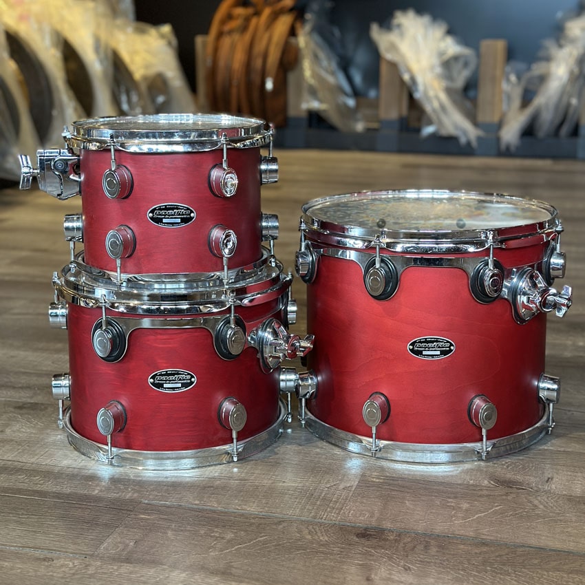 Used Pacific FS Series 4pc Drum Set Red Stain - Very Good - Drum Center Of Portsmouth