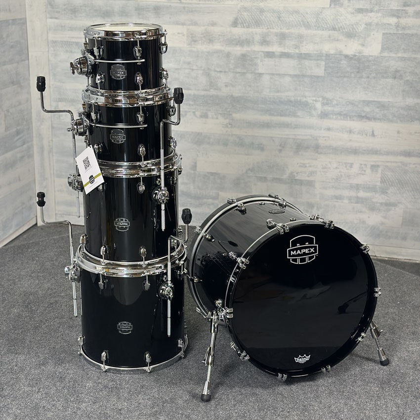 Used Mapex Saturn Evolution Workhorse 5pc Birch Drum Set Piano Black - Drum Center Of Portsmouth