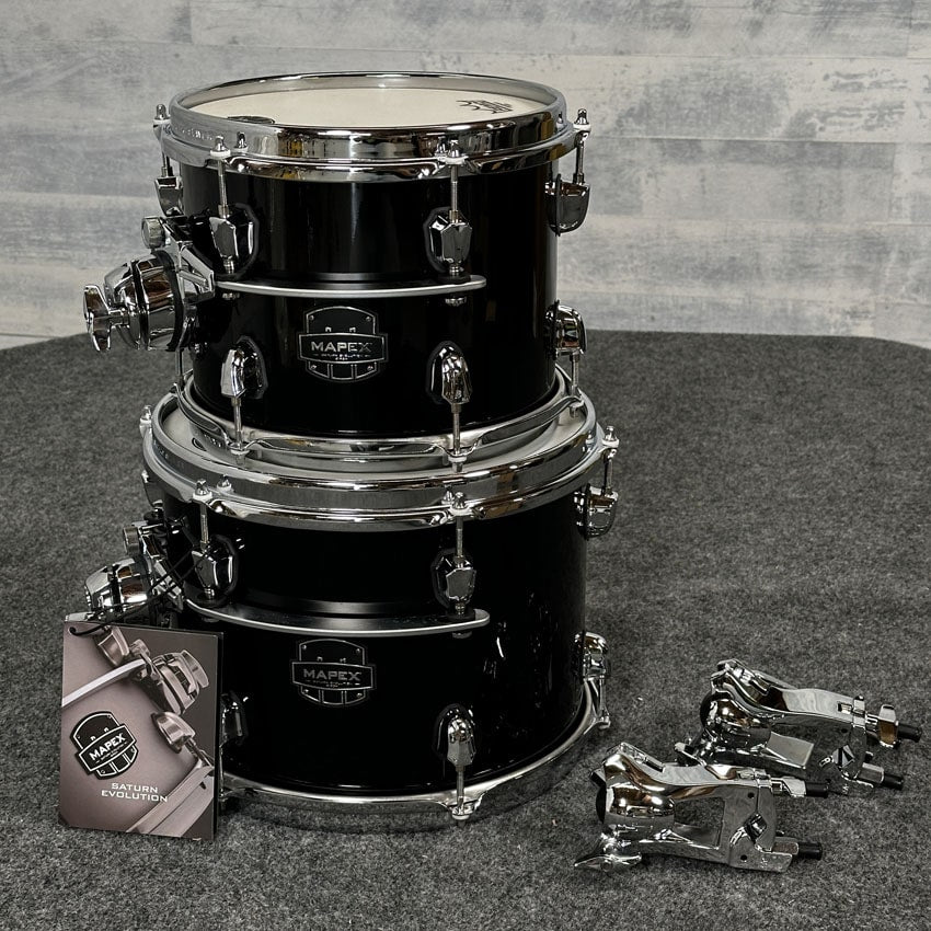 Used Mapex Saturn Evolution Workhorse 5pc Birch Drum Set Piano Black - Drum Center Of Portsmouth