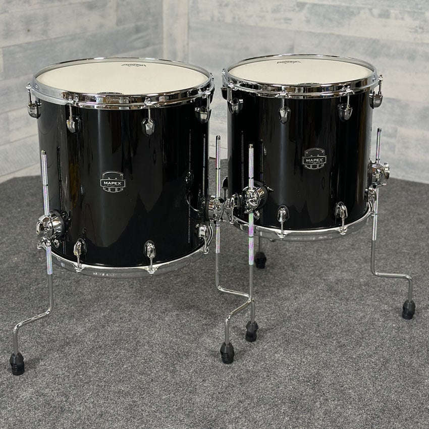 Used Mapex Saturn Evolution Workhorse 5pc Birch Drum Set Piano Black - Drum Center Of Portsmouth