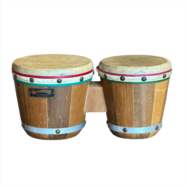 Used Vintage Tacked Head Wood Bongos - Drum Center Of Portsmouth