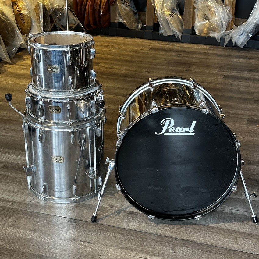 Used Pearl Export 4pc Drum Set Smokey Chrome - Fair - Drum Center Of Portsmouth
