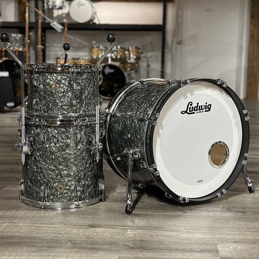 Used Ludwig Classic Maple 3pc Downbeat Drum Set Black Pearl - Very Good - Drum Center Of Portsmouth