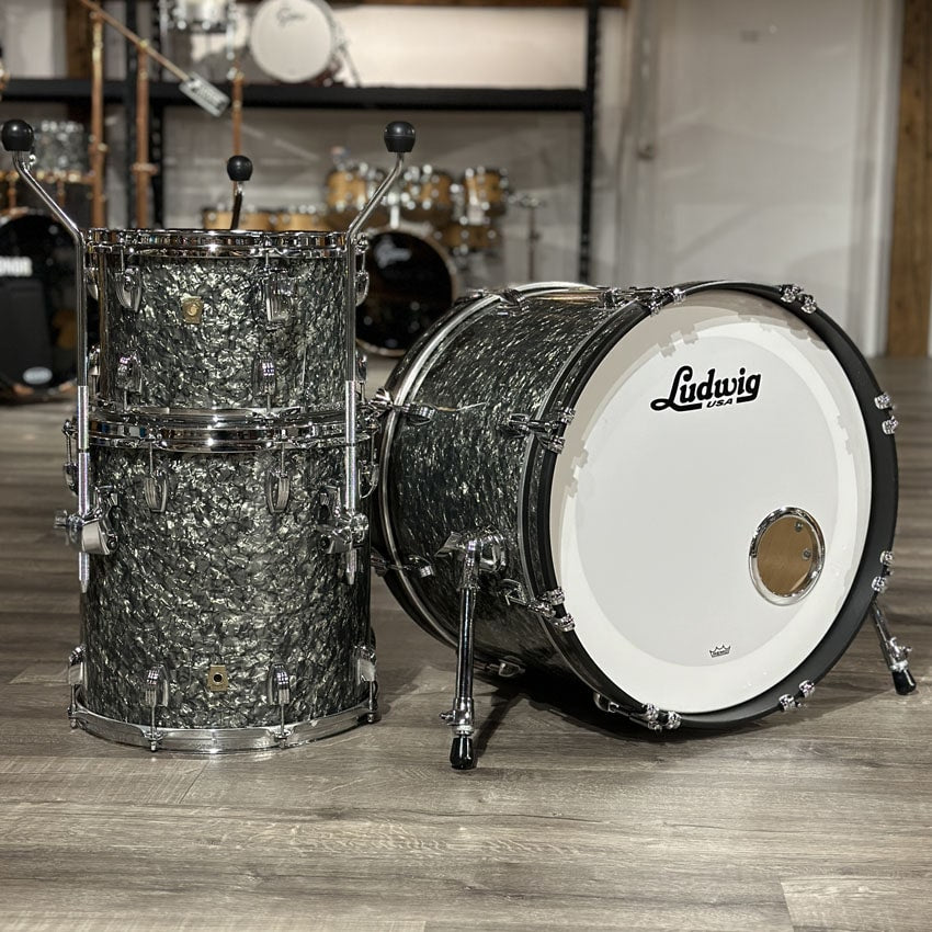 Used Ludwig Classic Maple 3pc Downbeat Drum Set Black Pearl - Very Good - Drum Center Of Portsmouth
