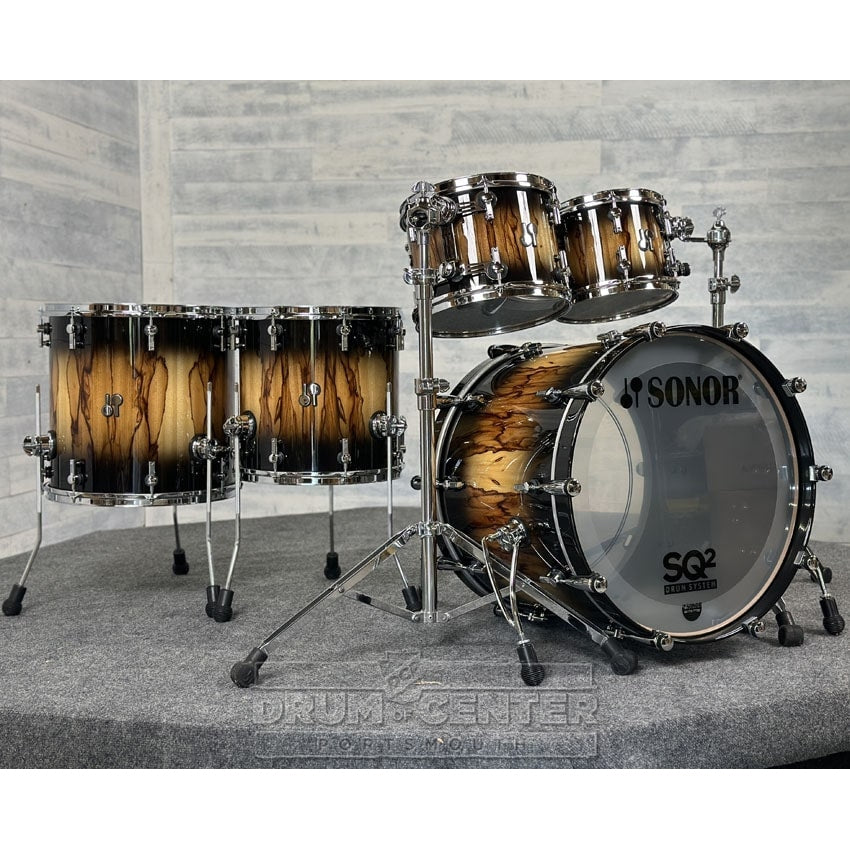 Sonor SQ2 Beech 5pc Drum Set Black Burst over African Marble Fade Gloss - Drum Center Of Portsmouth