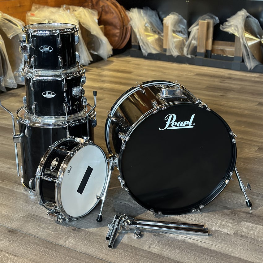 Used Pearl Roadshow 5pc Drum Set Piano Black - Good - Drum Center Of Portsmouth