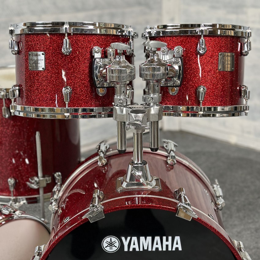 Used Yamaha Maple Custom Absolute 5pc Drum Set Red Sparkle - Very Good - Drum Center Of Portsmouth