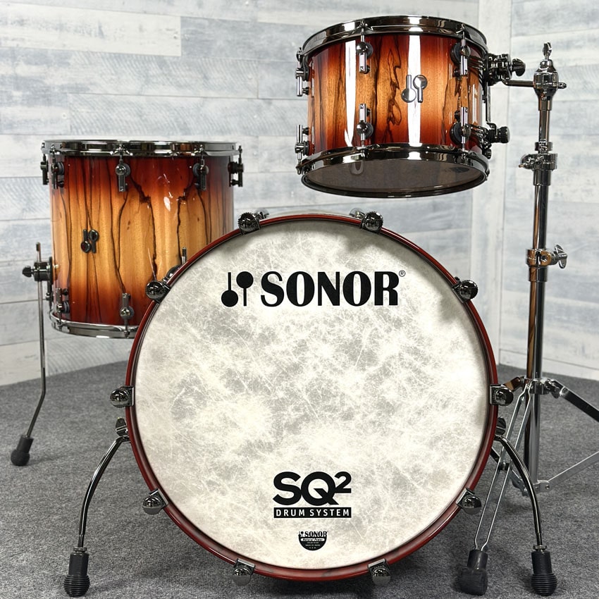 Sonor SQ2 Maple 3pc Drum Set Red Burst over African Marble Fade Gloss - Drum Center Of Portsmouth