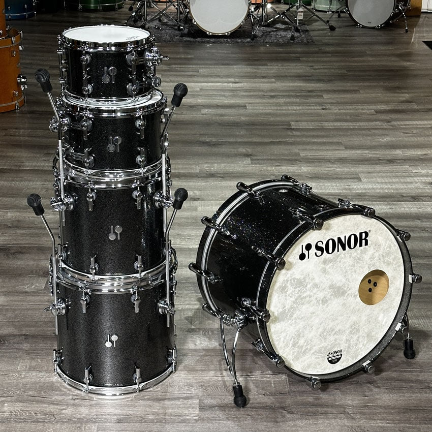 Used Sonor SQ2 5pc Drum Set 5pc Black Sparkle - Excellent - Drum Center Of Portsmouth