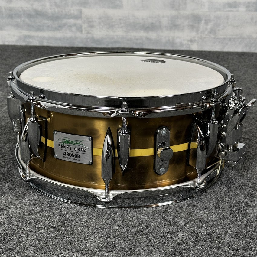 Used Sonor Benny Greb Signature Vintage Brass Snare Drum 13x5.75 - Excellent - Drum Center Of Portsmouth
