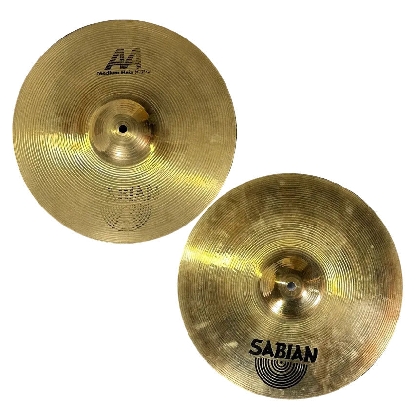 Used Sabian AA Brilliant Medium Hi Hat Cymbals 14" - Good - Drum Center Of Portsmouth