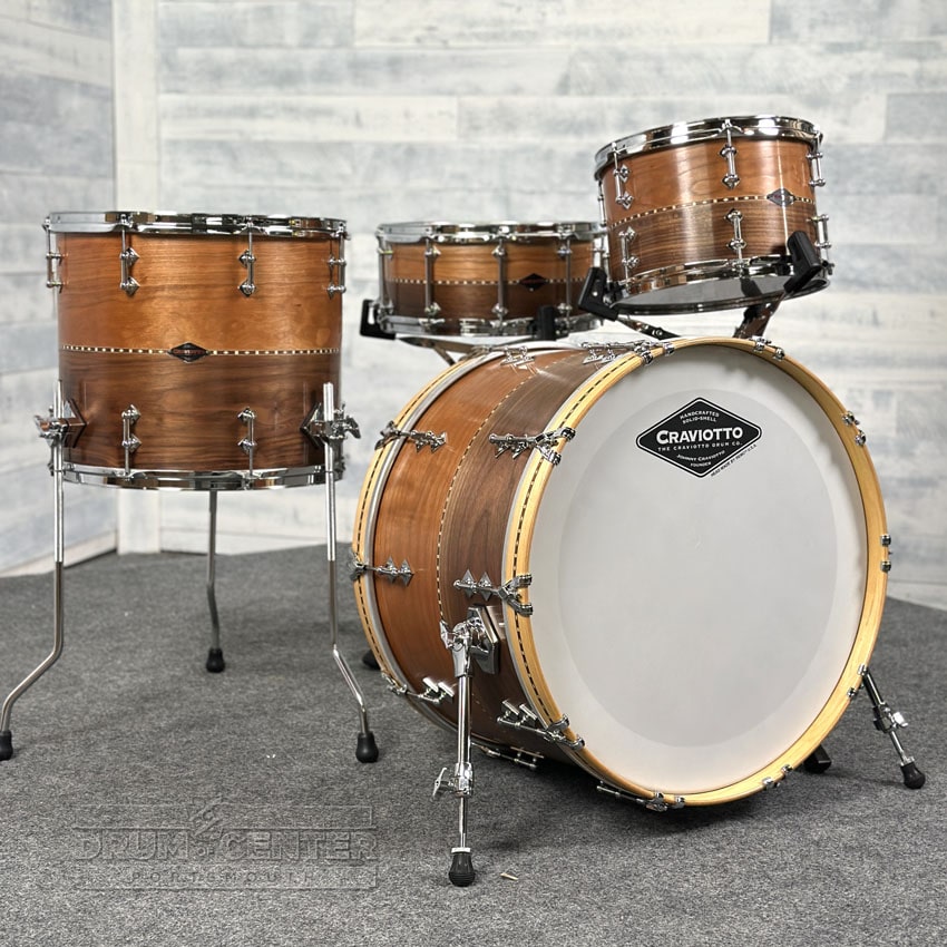 Craviotto Custom Shop Cherry/Walnut 4pc Drum Set - Drum Center Of Portsmouth
