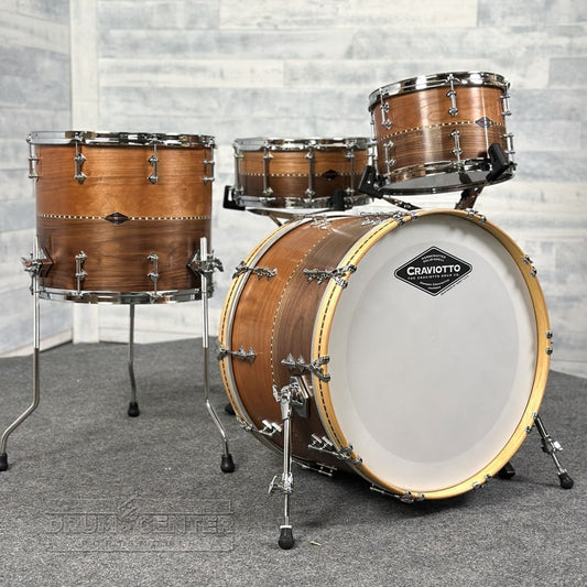 Craviotto Custom Shop Cherry/Walnut 4pc Drum Set - Drum Center Of Portsmouth