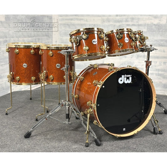 DW Collectors PurpleCore Cherry 6pc Drum Set Brown Birdseye Maple w/Gold Hw - Drum Center Of Portsmouth