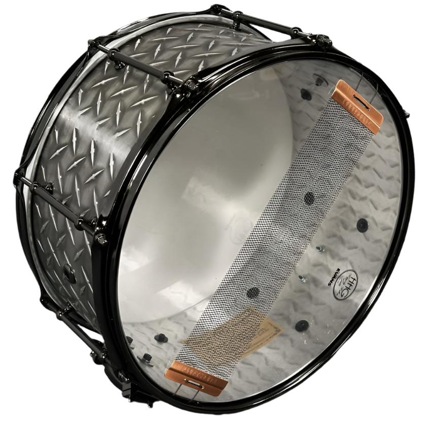 Used HHG Diamond Plate Aluminum Snare Drum 14x6.5 - Very Good - Drum Center Of Portsmouth
