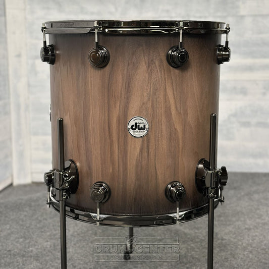 DW Collectors Pure Walnut 4pc Drum Set Natural to Quick Ebony Burst w/Bk Hw - Drum Center Of Portsmouth
