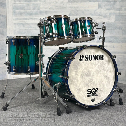 Sonor SQ2 Beech 4pc Drum Set Blue/Green Burst over African Marble Gloss - Drum Center Of Portsmouth
