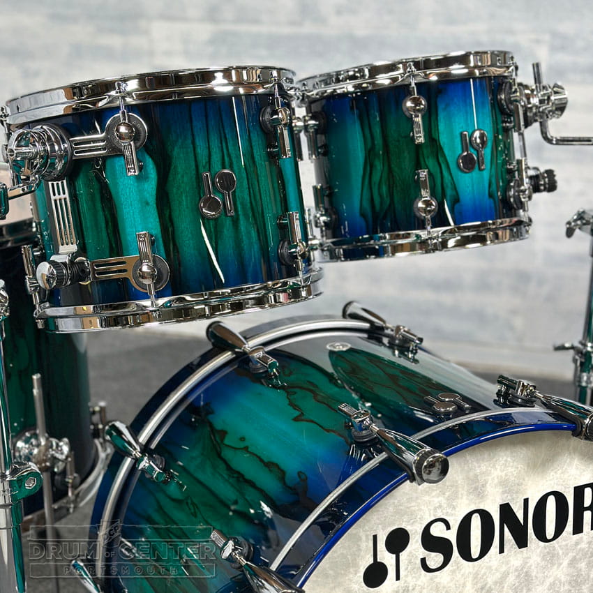 Sonor SQ2 Beech 4pc Drum Set Blue/Green Burst over African Marble Gloss - Drum Center Of Portsmouth