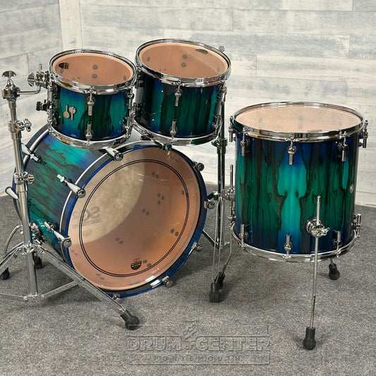 Sonor SQ2 Beech 4pc Drum Set Blue/Green Burst over African Marble Gloss - Drum Center Of Portsmouth