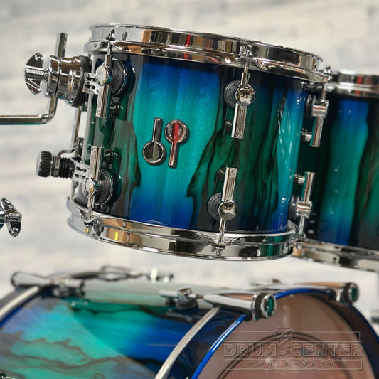 Sonor SQ2 Beech 4pc Drum Set Blue/Green Burst over African Marble Gloss - Drum Center Of Portsmouth