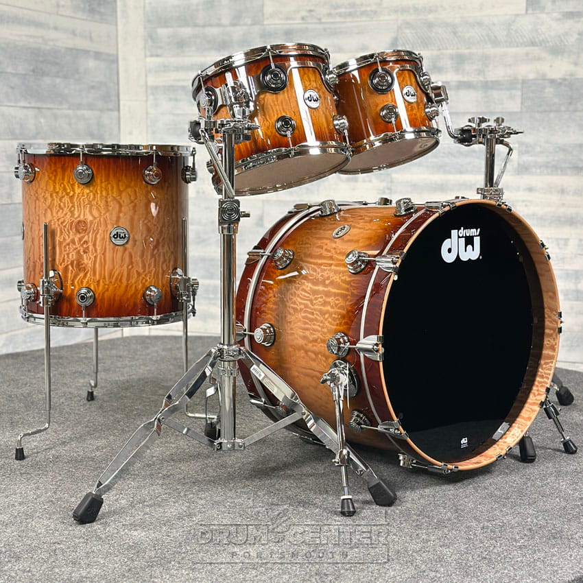 DW Collectors VLT 333 Maple 4pc Drum Set Almond Burst over Super Quilted Maple - Drum Center Of Portsmouth