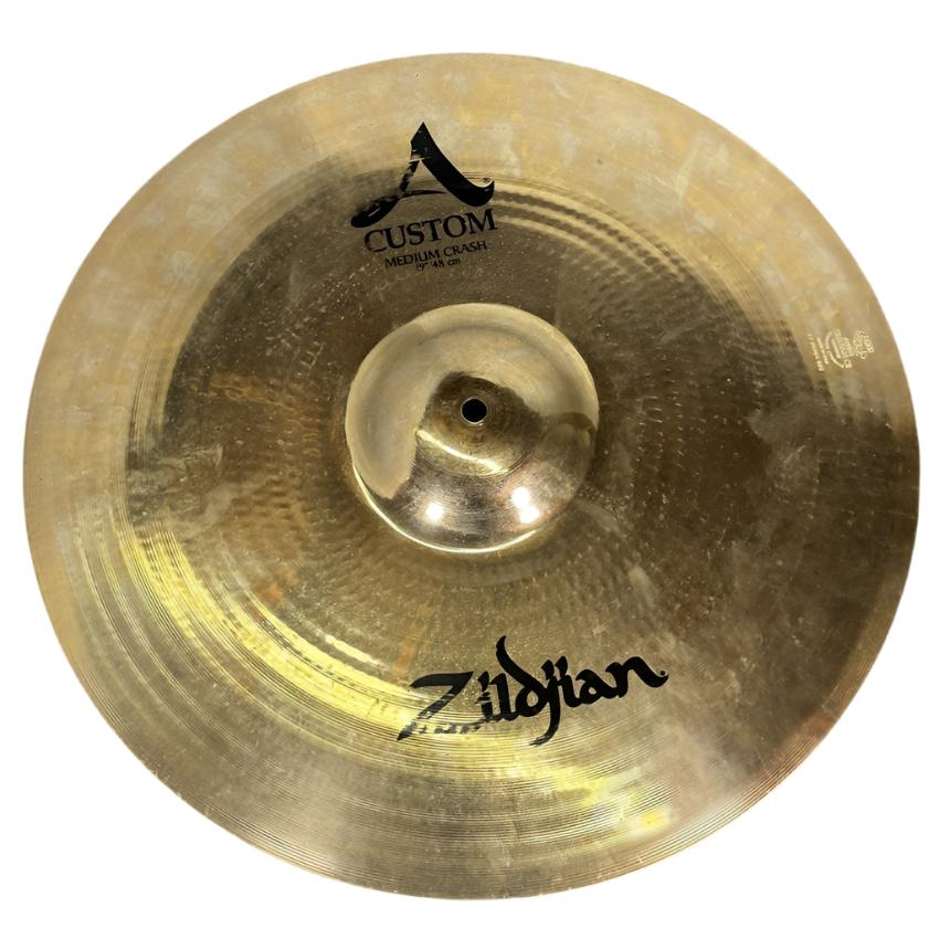 Used Zildjian A Custom Medium Crash Cymbal 19" - Good - Drum Center Of Portsmouth