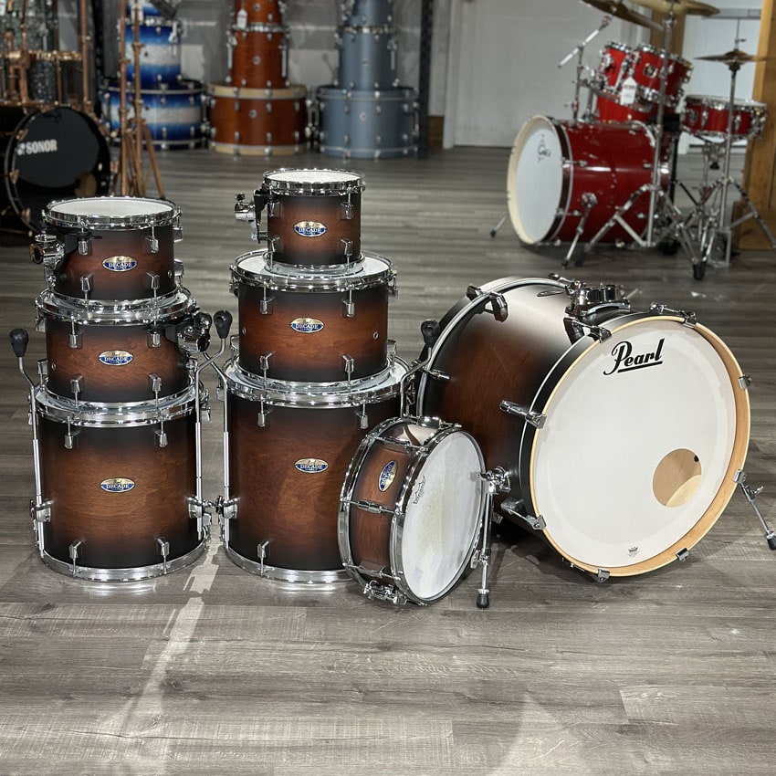 Used Pearl Decade Maple 8pc Drum Set Satin Brown Burst - Very Good - Drum Center Of Portsmouth