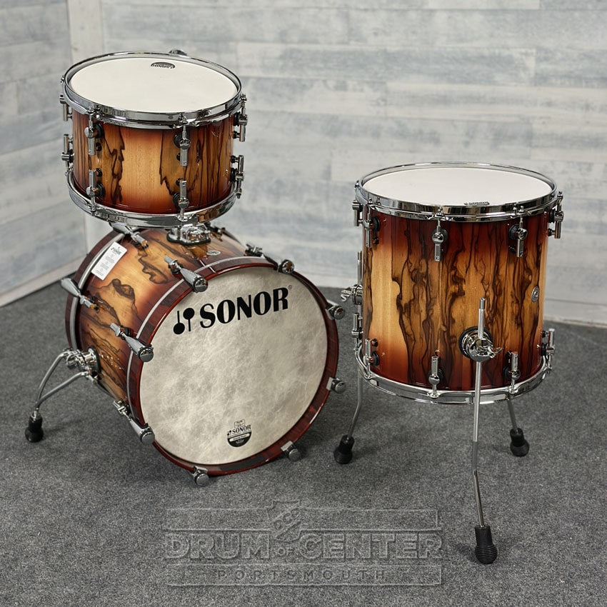 Sonor SQ2 Maple 3pc Drum Set Red Burst Fade Over African Marble - Drum Center Of Portsmouth