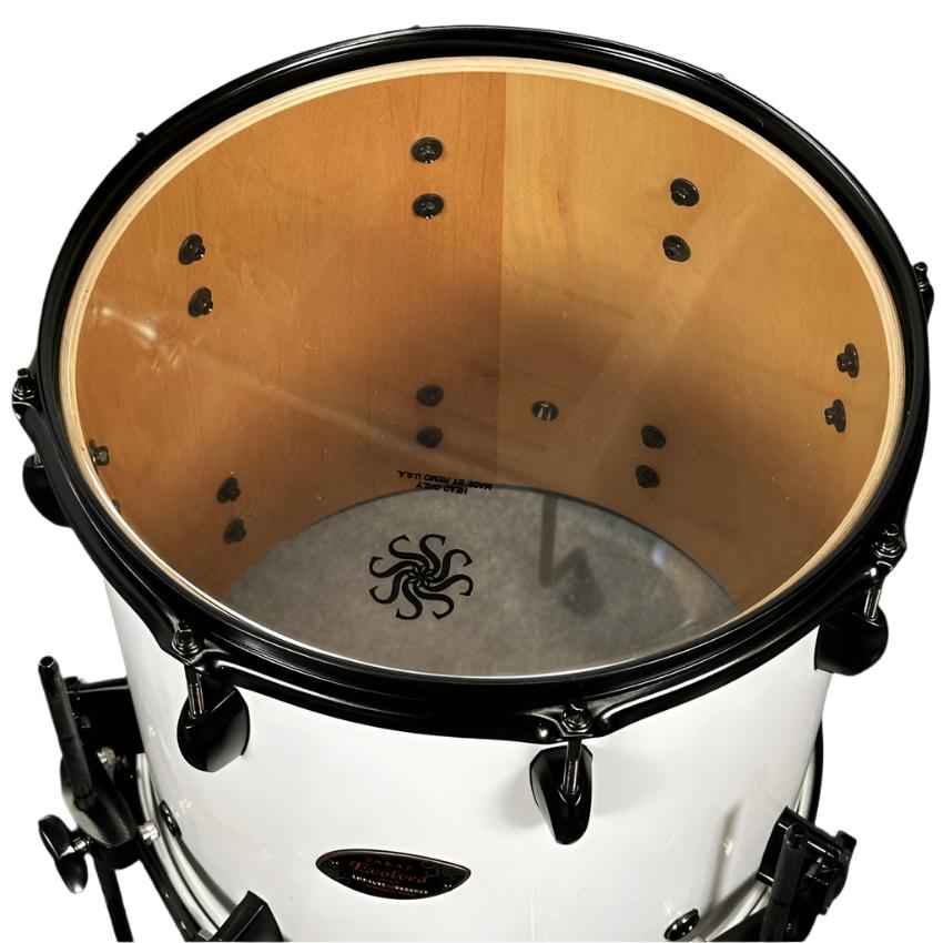Used Sakae Evolved Maple Floor Tom 14x13 Pearl White w/Black Hardware - Drum Center Of Portsmouth