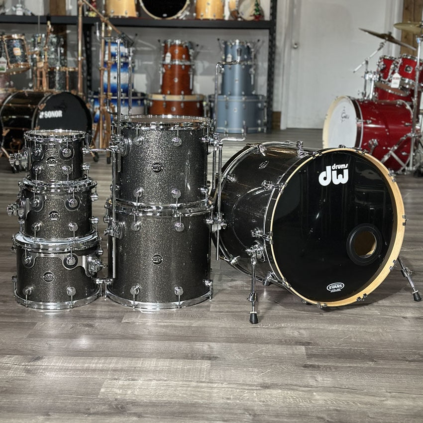 Used DW Performance 6pc Drum Set Pewter Sparkle - Very Good - Drum Center Of Portsmouth