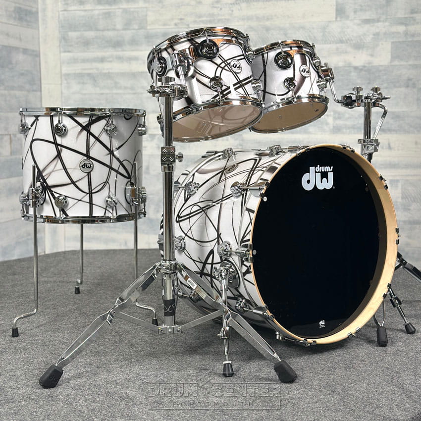 DW Collectors VLT 333 Maple 4pc Drum Set White Glass Contrails - Drum Center Of Portsmouth