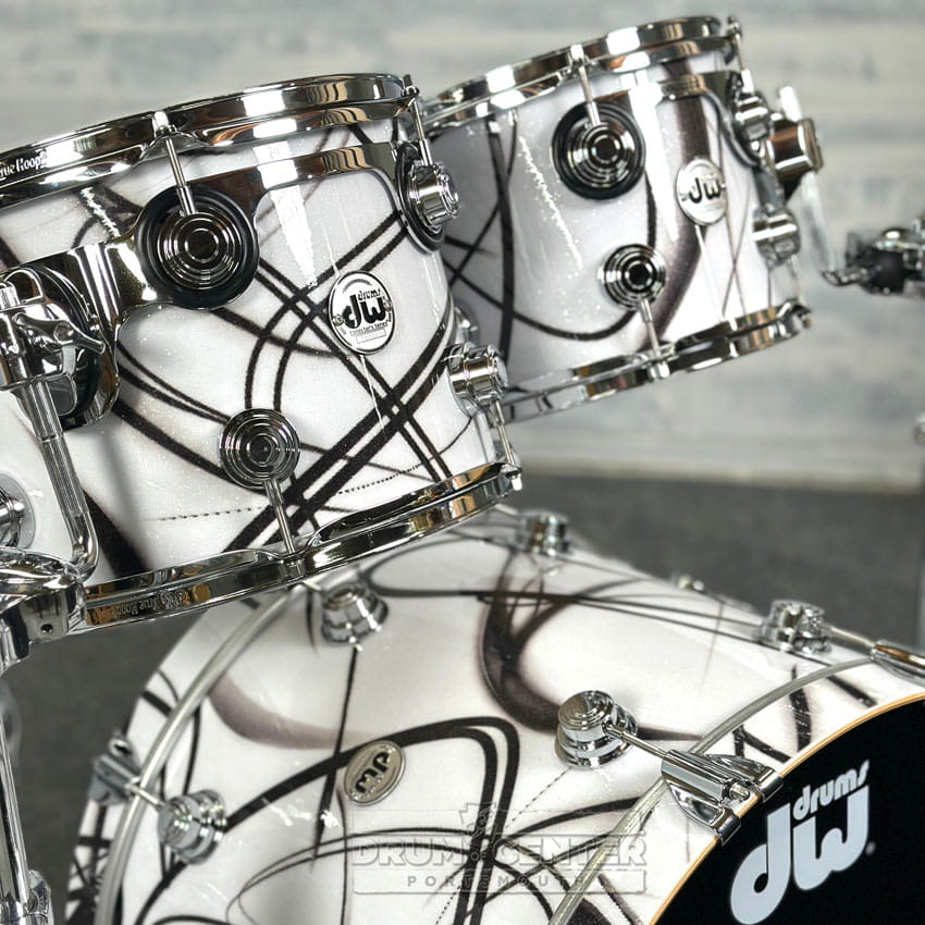 DW Collectors VLT 333 Maple 4pc Drum Set White Glass Contrails - Drum Center Of Portsmouth