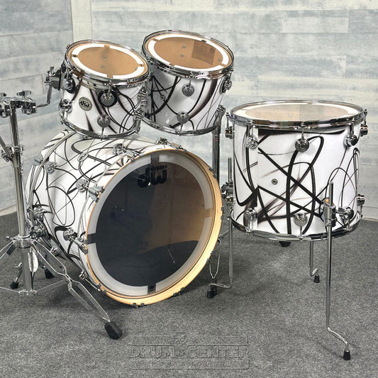 DW Collectors VLT 333 Maple 4pc Drum Set White Glass Contrails - Drum Center Of Portsmouth