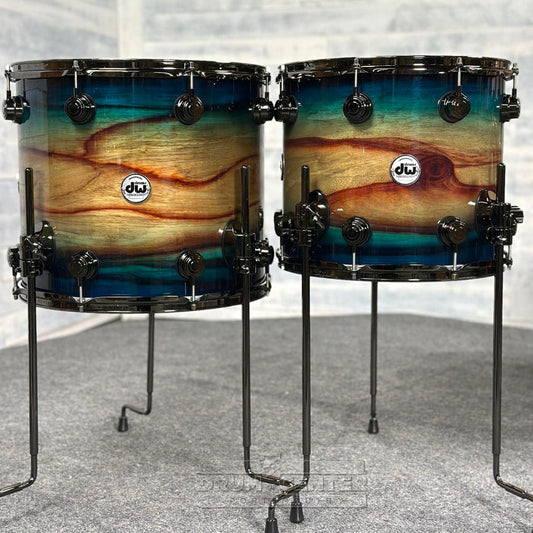 DW Collectors SonicPly 6pc Drum Set Regal Blue Burst Padauk w/Black Hardware - Drum Center Of Portsmouth