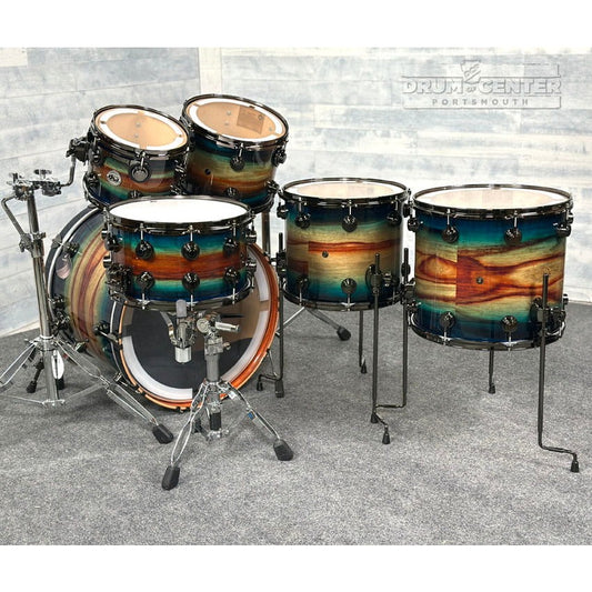 DW Collectors SonicPly 6pc Drum Set Regal Blue Burst Padauk w/Black Hardware - Drum Center Of Portsmouth